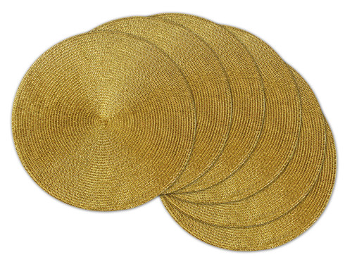 Round Kitchen Placemats - 15" - Metallic Gold - Set of 6 - IMAGE 1