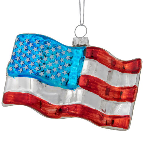4" American Flag Glass Christmas Ornament - IMAGE 1