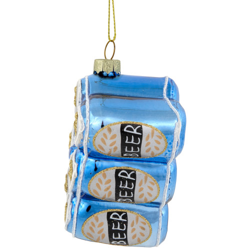 3" Six Pack Canned Beer Glass Christmas Ornament - IMAGE 1