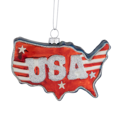 4.25" Americana USA Glass Christmas Ornament - IMAGE 1