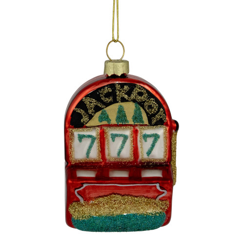 3.25" Lucky 7's Jackpot Slots Glass Christmas Ornament - IMAGE 1