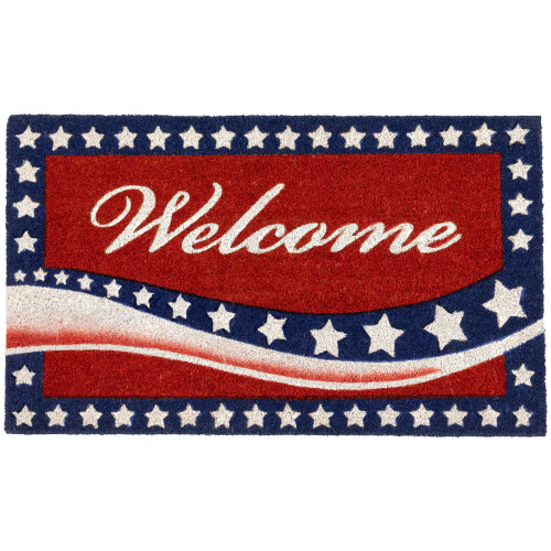 Red Coir "Welcome" Stars and Stripes Americana Outdoor Doormat 18" x 30" - IMAGE 1