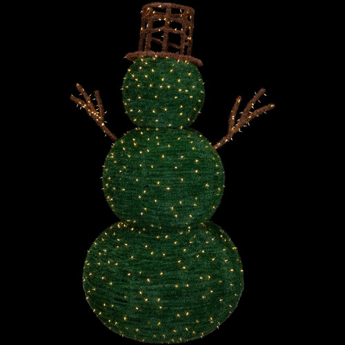 Lighted Commercial Topiary Snowman Outdoor Christmas Decoration - 6.5' - Warm White LED Lights - IMAGE 1