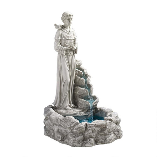 29" St. Francis Spiritual Prayer Sculptural Outdoor Garden Fountain - IMAGE 1