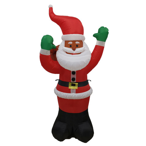 5.75' Pre-Lit African American Santa Inflatable Outdoor Christmas Decoration with Blower - IMAGE 1