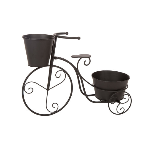 20.75" Black Distressed Finish Outdoor Tricycle Plant Stand - IMAGE 1