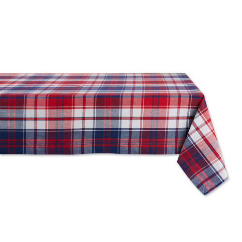 60" x 104" Red and Blue American Plaid Table Cloth - IMAGE 1