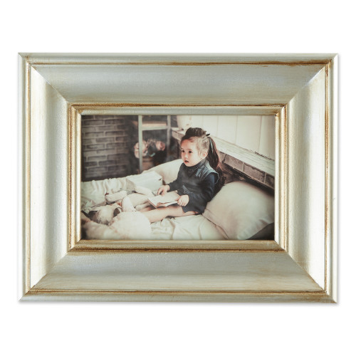 Antique Style Rectangular Picture Frame - for 4" x 6" Photo - Silver - IMAGE 1