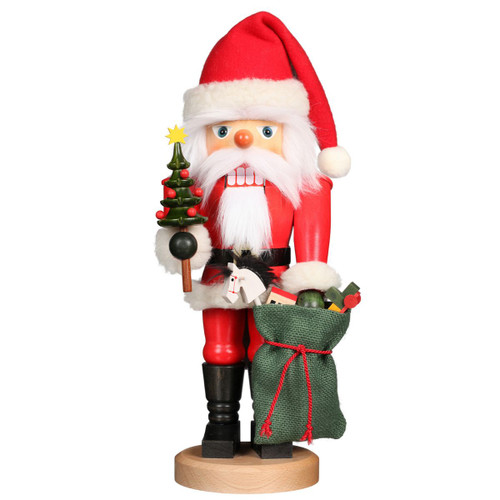 16" Red and Black Christian Ulbricht Santa with Toy Sack Nutcracker Decoration - IMAGE 1
