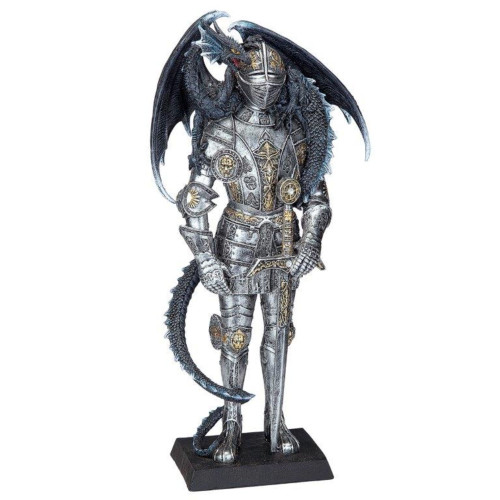 Sir Lancelot and the Gothic Dragon Statue - 14" - IMAGE 1