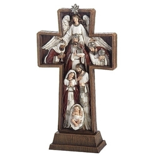 13.25" Nativity Cross Scene Christmas Tabletop Decoration - IMAGE 1
