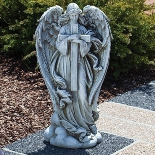 25.5" Angel with Cross Outdoor Garden Statue - IMAGE 1
