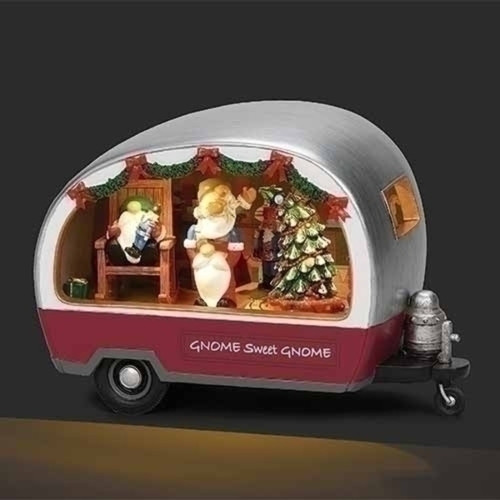 LED Lighted Musical Gnomes in Trailer Christmas Tabletop Decoration - 9" - IMAGE 1