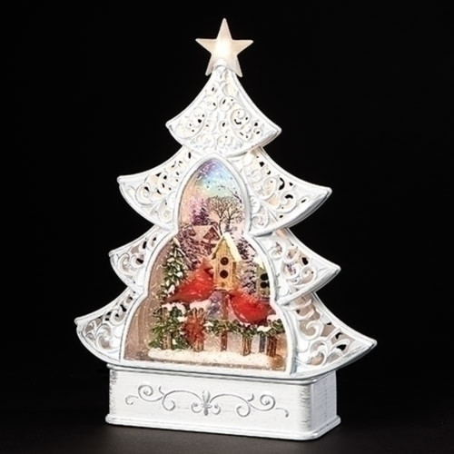 11.25" LED Lighted Cardinals Christmas Tree Snow Globe - IMAGE 1