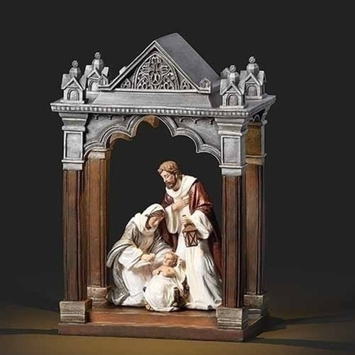 12.5" LED Lighted Church with Holy Family Christmas Nativity Figurine - IMAGE 1