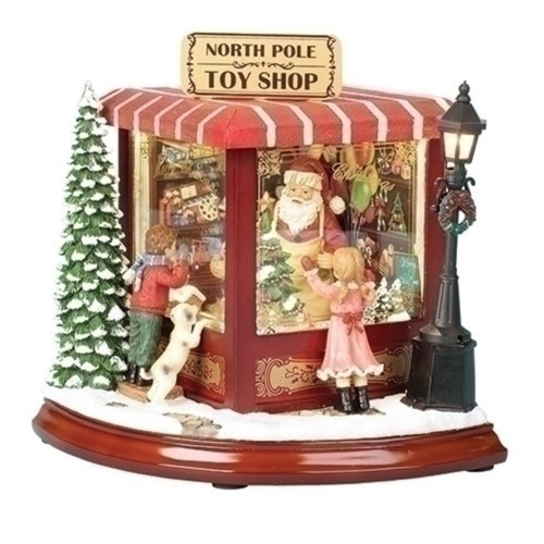 9" LED Lighted "North Pole Toy Shop" Musical Christmas Tabletop Figure - IMAGE 1