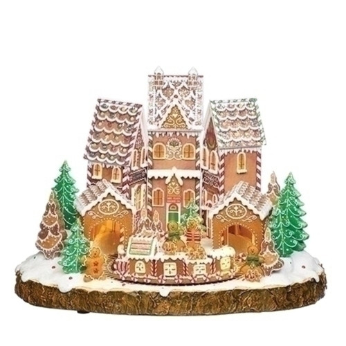 13.75" LED Lighted Gingerbread Scene Musical Christmas Village - IMAGE 1