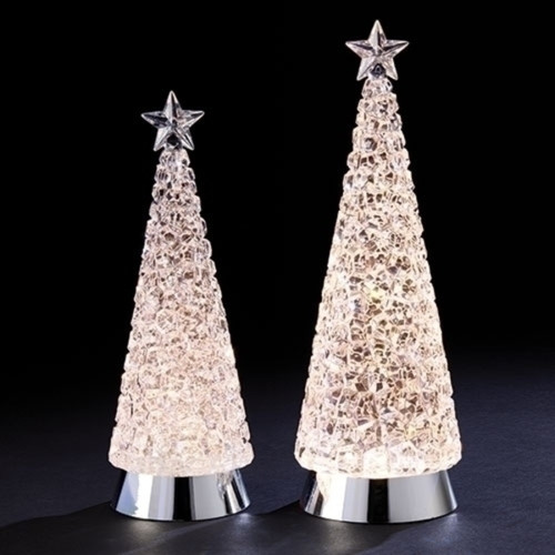 Set of 2 LED Lighted Swirl Christmas Tree Tabletop Decoration 14.5" - IMAGE 1