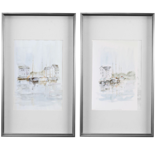 New England Port Framed Wall Art - 34.75" x 20.75" - Set of 2 - IMAGE 1