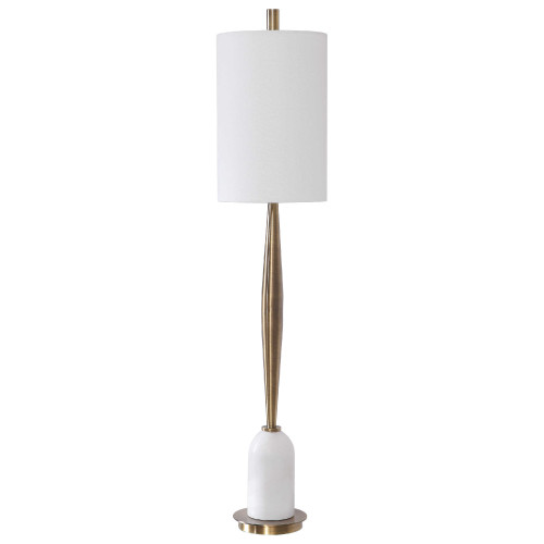 Marble Buffet Table Lamp - 40" - Antique Brass Tone and White - IMAGE 1