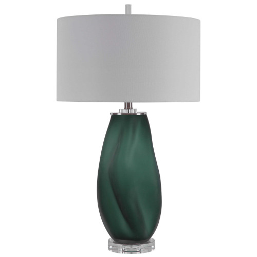 Organic Shape Table Lamp with White Round Drum Shade - 29.25" - Green - IMAGE 1