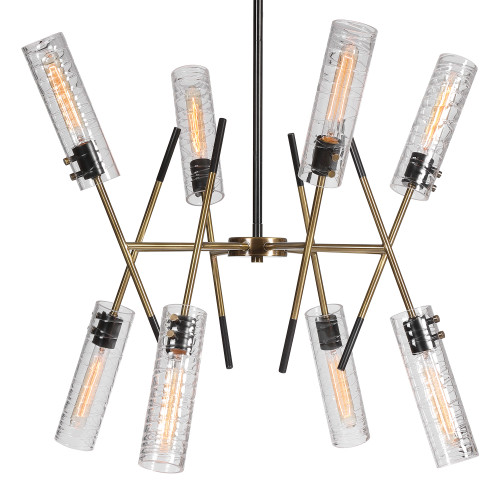 8 Light Linear Ceiling Pendant - 32" - Brass Finish - IMAGE 1