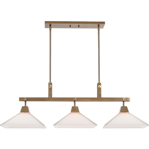3-Light Linear Ceiling Chandelier - 43.75" - Brass Finish - IMAGE 1