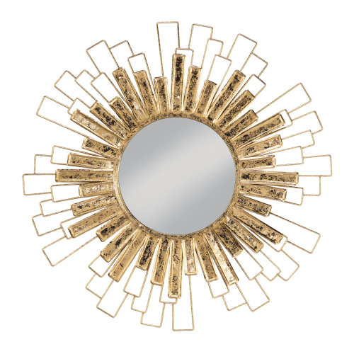 31" Gold and Clear Foil Sunburst Round Wall Mirror - IMAGE 1