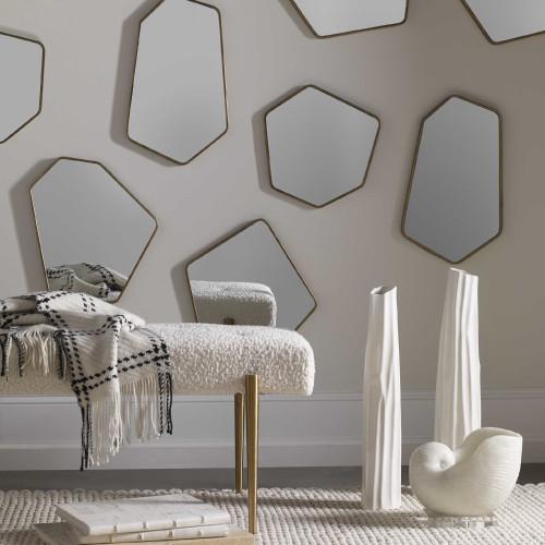 Petite Metal Framed Wall Mirrors - 19.75'' - Antique Gold - Set of 4 - IMAGE 1