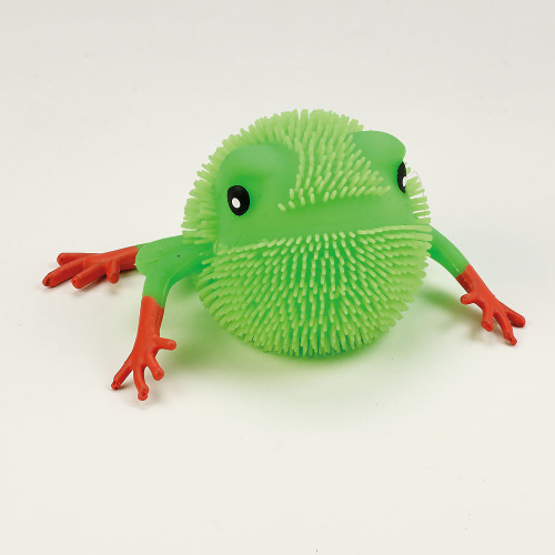 5" Green and Orange Passover Funny Squoosh Frog Party Tabletop Decor - IMAGE 1