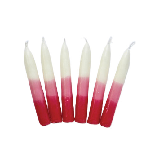 12 Pink and White Handcrafted Sabbath Candles 9" - IMAGE 1