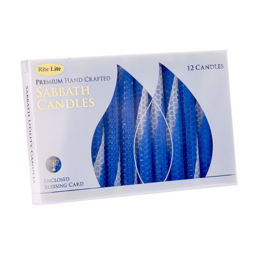 Set of 12 Blue and White Beeswax Hanukkah Candles with Gift Box 9.5" - IMAGE 1