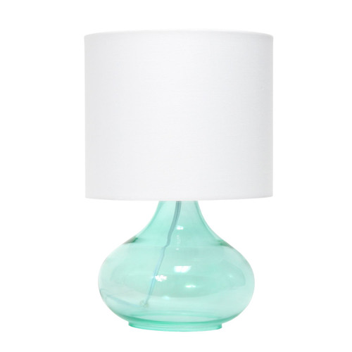 Raindrop Table Lamp with Drum Shade - 13.5" - Aqua Blue and White - IMAGE 1