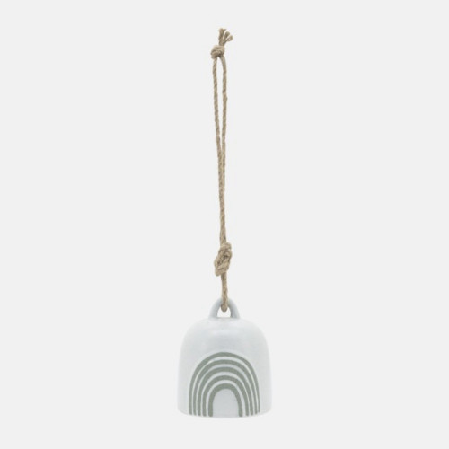 Rainbow Hanging Bell - 4" - White and Green - IMAGE 1