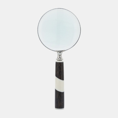 Two Tone Magnifying Glass Decoration - 9" - Black and White - IMAGE 1