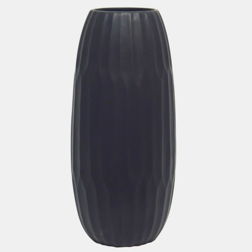 Textured Ceramic Vase - 16" - Black - IMAGE 1