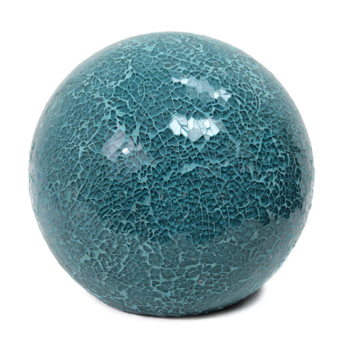8" Teal Crackled Textured Mosaic Stone Ball Table Lamp - IMAGE 1