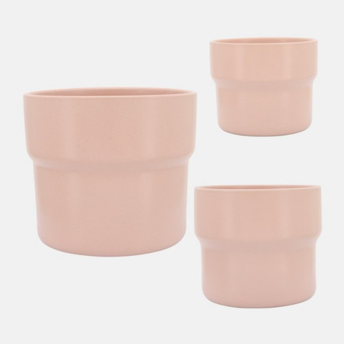 Mushroom Ceramic Planters - 10" - Pink - Set of 3 - IMAGE 1