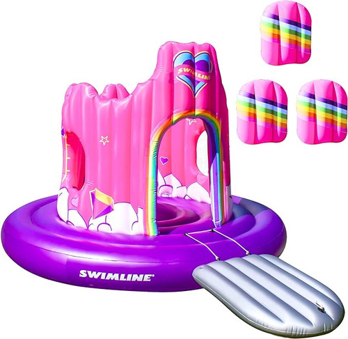 Unicorn Castle Inflatable Island Swimming Pool Float 82" - IMAGE 1