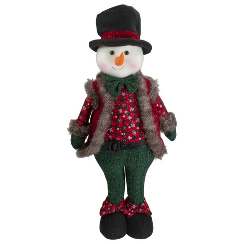 Jolly Plush Boy Snowman Christmas Figure - 25" - Red and Green - IMAGE 1