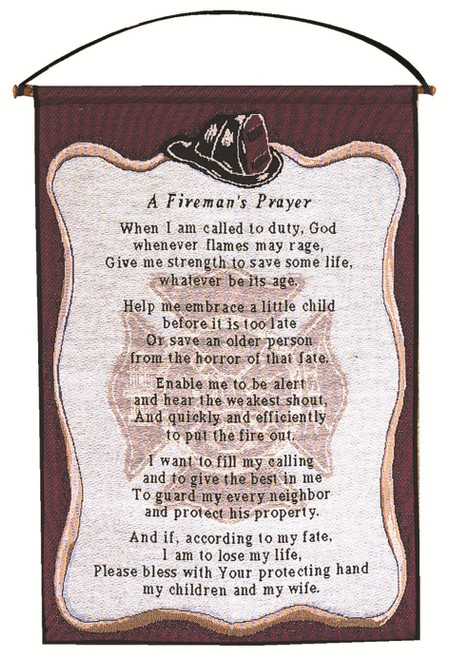 Sangria Purple and White "A Fireman's Prayer" Wall Art Hanging Tapestry 25" x 17" - IMAGE 1