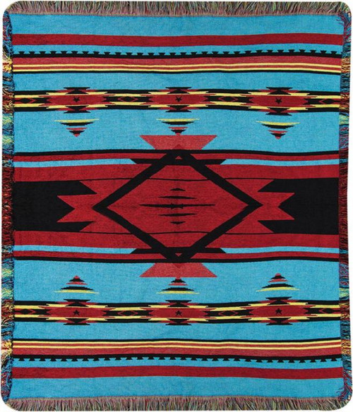 Flame Bright Red Damask Throw Blanket With Fringe Border 60" x 50" - IMAGE 1