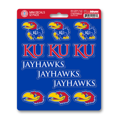 12ct NCAA University of Kansas Jayhawks Automotive Mini Decal Stickers 6.25” - IMAGE 1