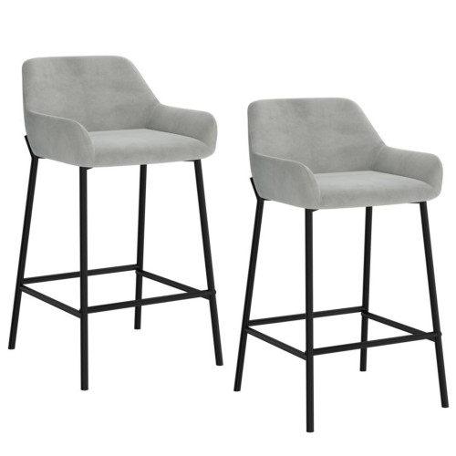 Cushioned Counter Stool - 34.5" - Set of 2 - Gray and Black - IMAGE 1