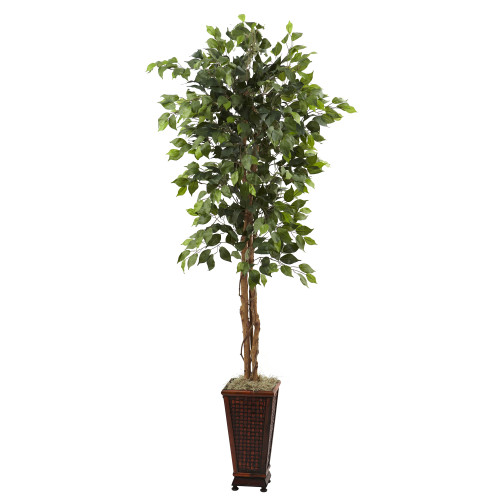 6.5' Artificial Ficus Tree with Decorative Planter - IMAGE 1