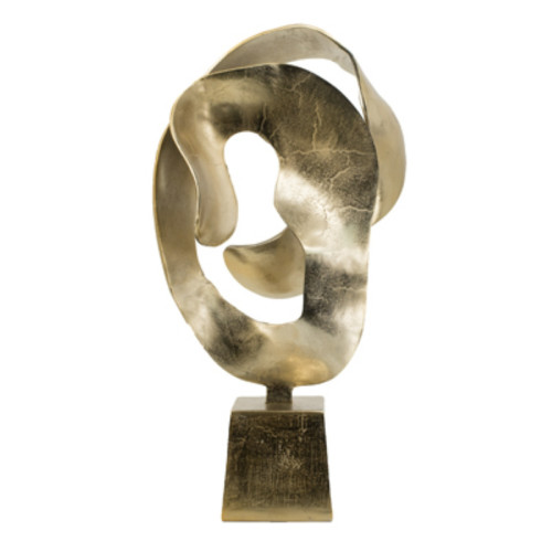 Abstract Sculpture with Pedestal Base - 28.25" - Gold - IMAGE 1
