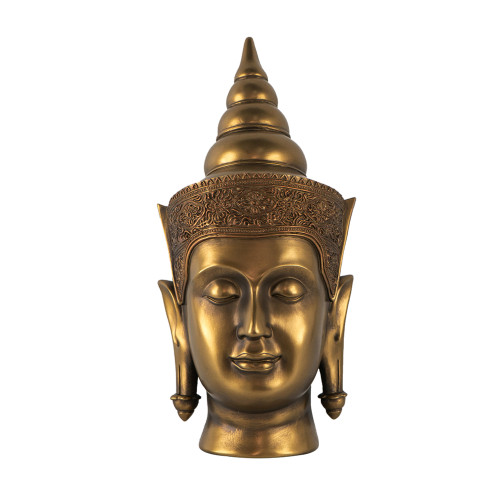 Resin Buddha Statue Head - 14.25" - Gold - IMAGE 1