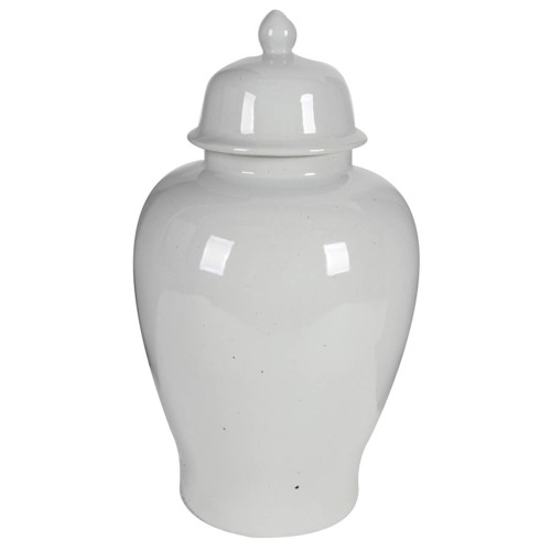 Medium Lidded Porcelain Ginger Jar - 23" - White - IMAGE 1