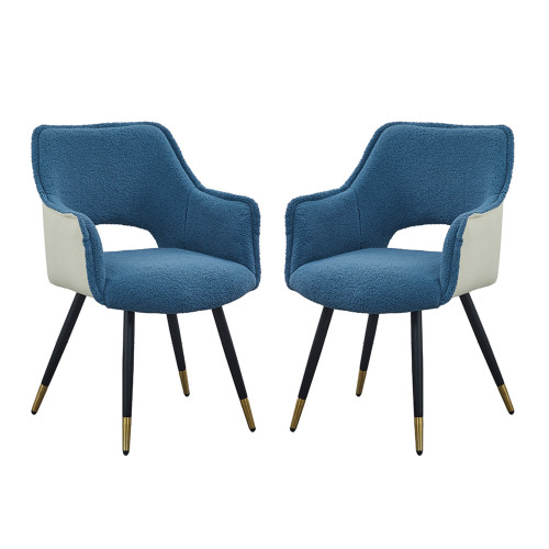 Dining Chairs with Iron Metallic Legs - 34" - Blue and Black - 2ct - IMAGE 1