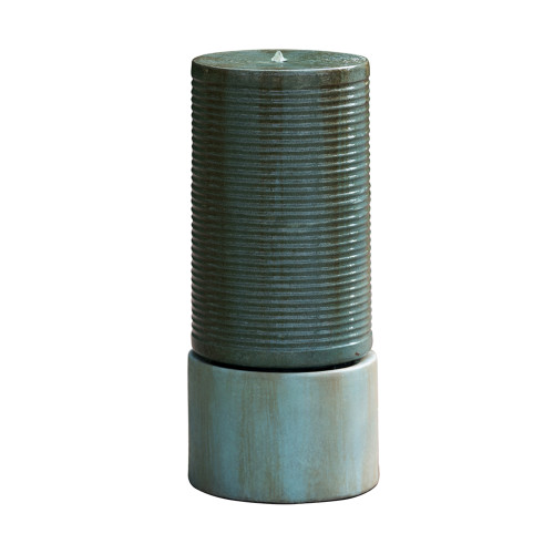 Cylinder Outdoor Garden Water Fountain - 43.25" - Green - IMAGE 1